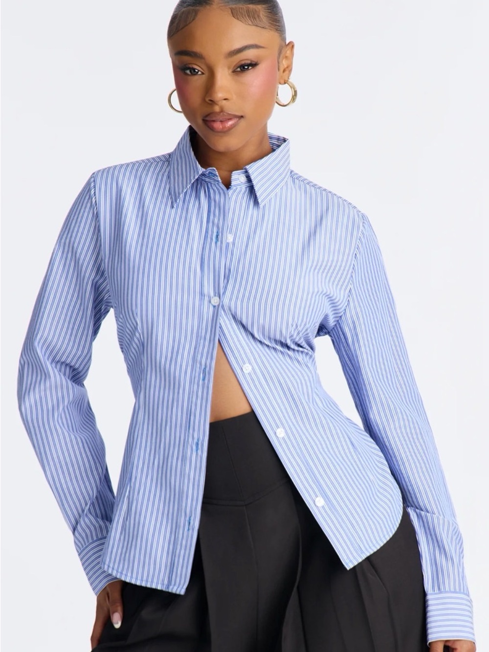 Florence small NwT periwinkle Chemise Florence Top button front stripe